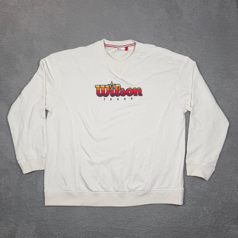 Wilson Texas Retro Sunset Logo Sweatshirt Off-White Mens 2XL Crew Neck Pullover